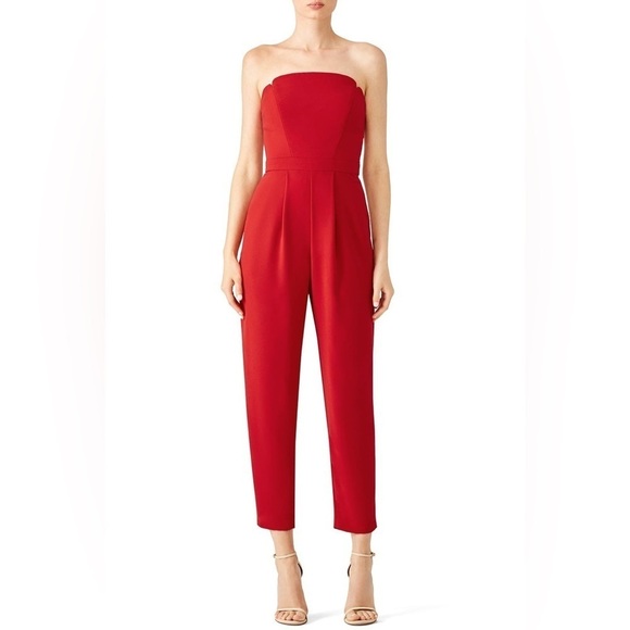 Jill Jill Stuart Red Crepe Strapless Jumpsuit Size 12 - Picture 5 of 12